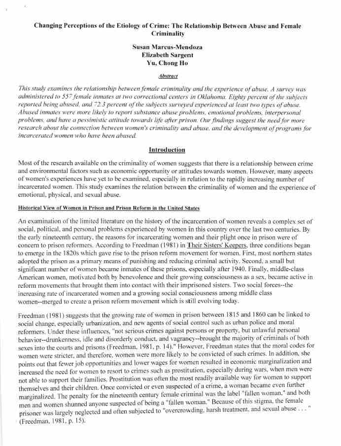 Changing Perceptions of the Etiology of Crime